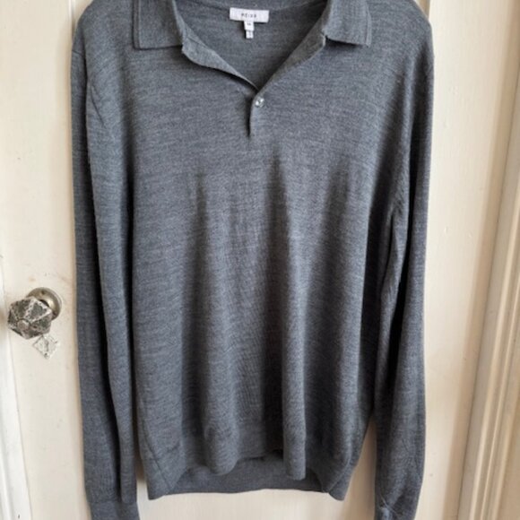 Reiss Grey Wool Blend Polo Sweater Size Med - Picture 4 of 10